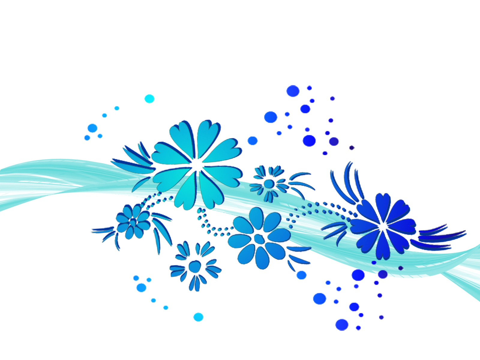 Wawe Blue Flowers Background Wallpaper For Powerpoint Presentations