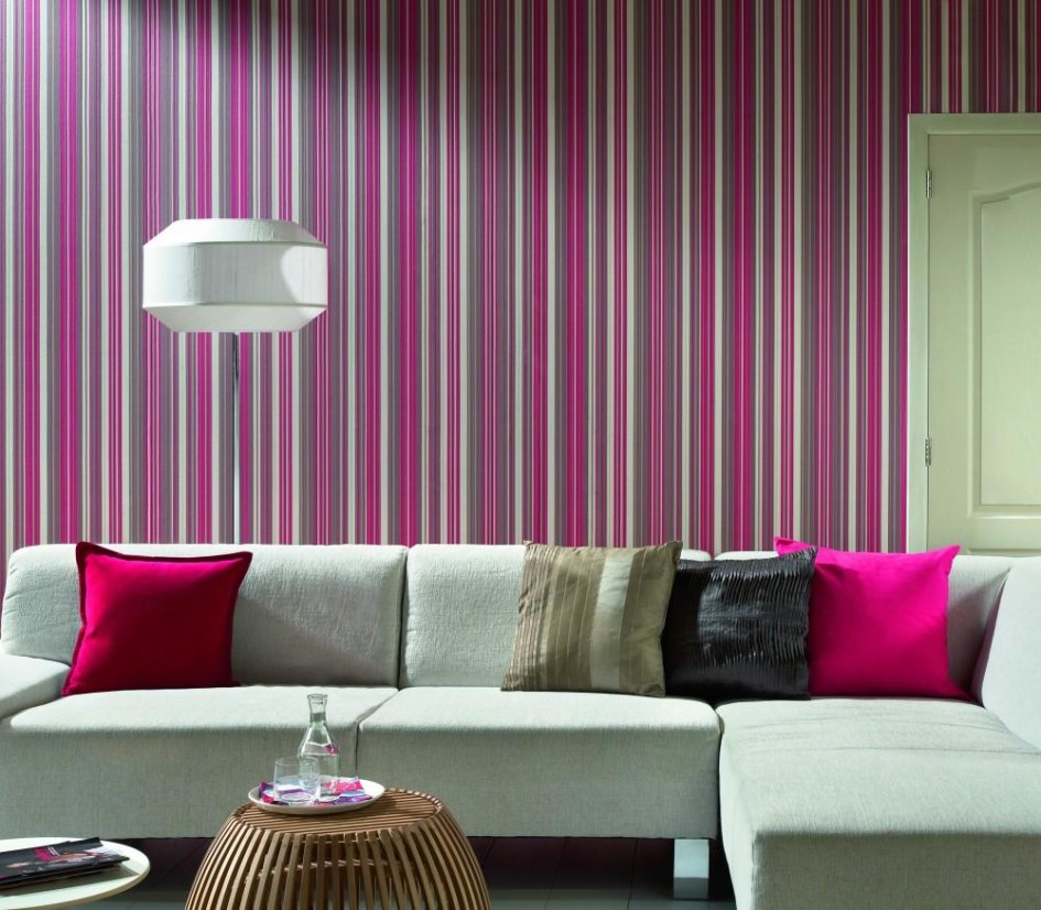 Elegant Strip Wallpaper Living Room Design Minimalist Olpos