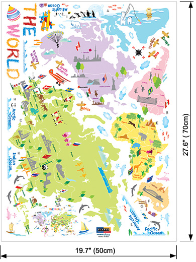 Up The World Map Wall Stickers For Kids On Wallpaper Or Window