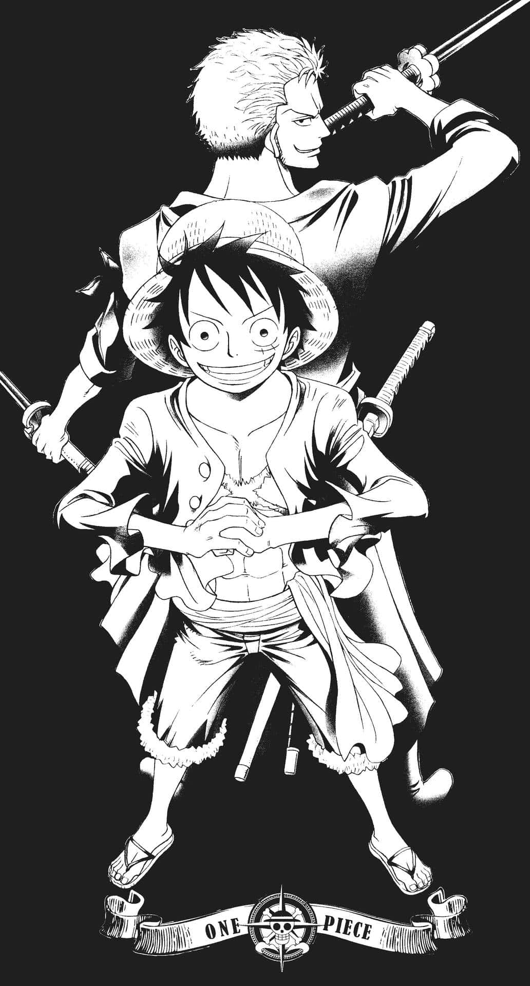Luffy Black And White Wallpaper