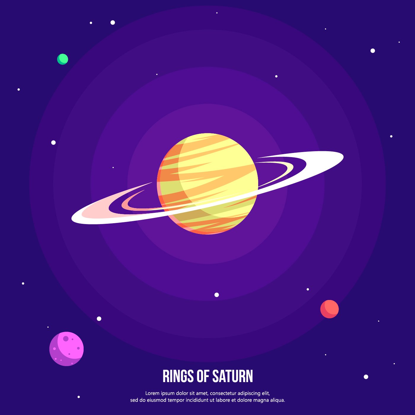 Rings Of Saturn With Purple Background Vector Art At