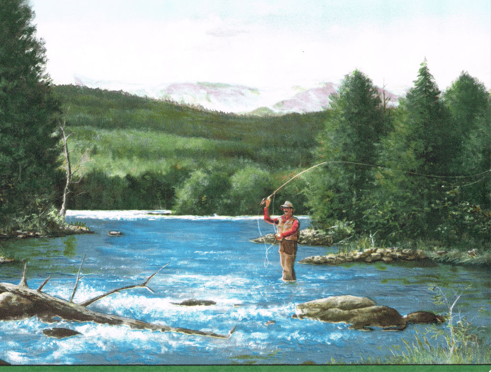 This Is Fishing With A Fly In Stream Or River Den Wallpaper Border
