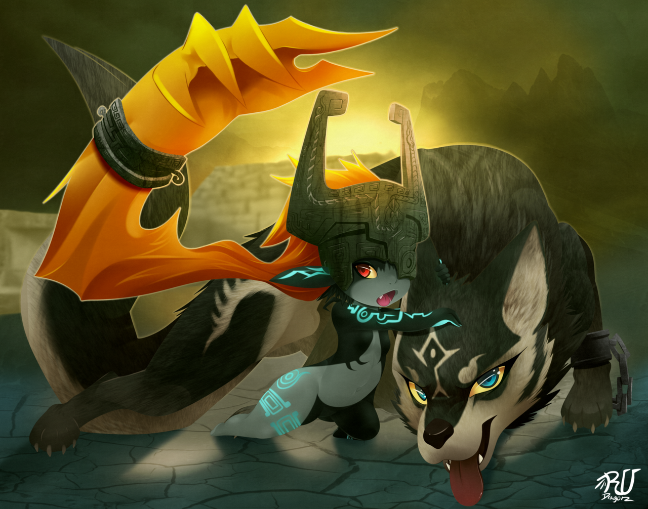 Midna And Wolf Link By Phation
