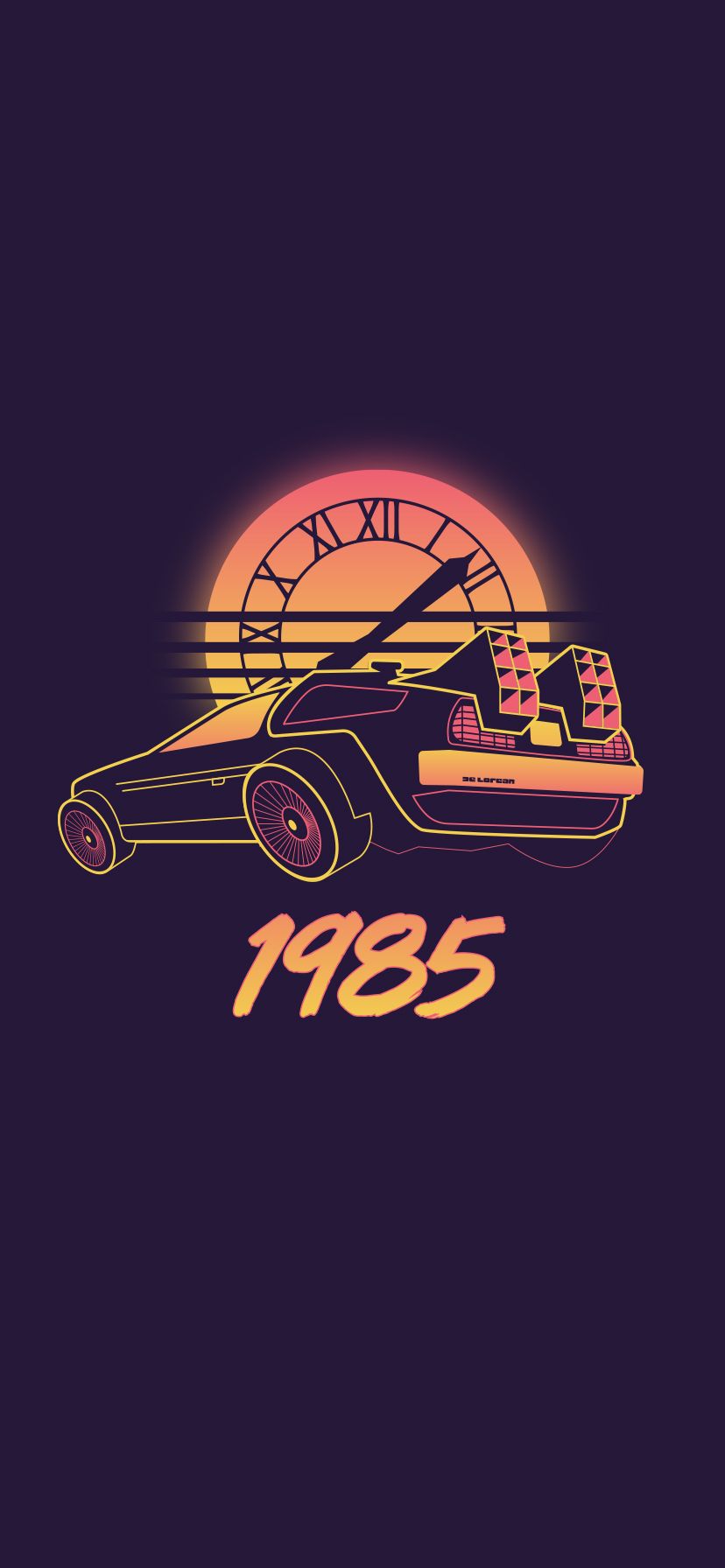 Back To The Future Retro Wave iPhone Wallpaper