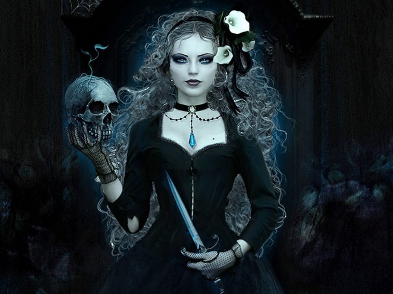Dark Wicca with Skull Computer Wallpapers Desktop Backgrounds 1280x960
