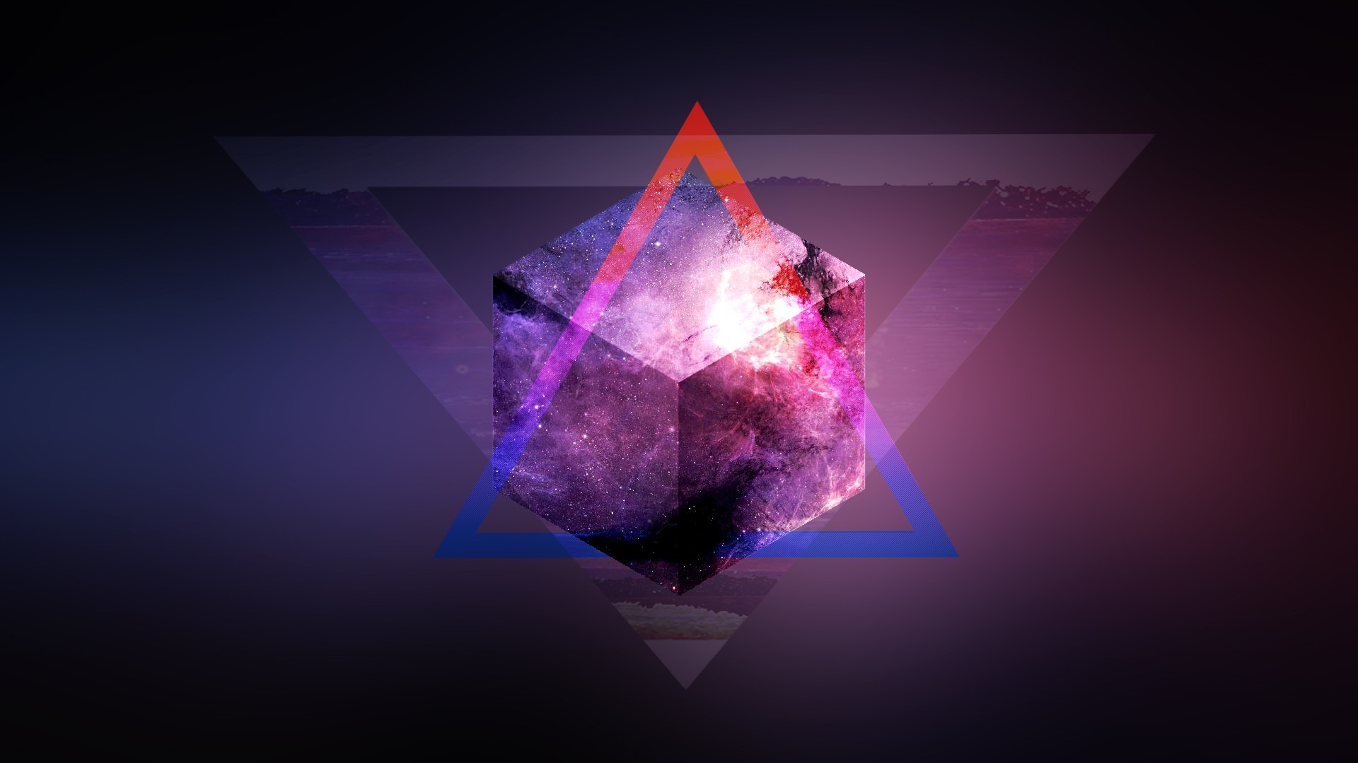 space Mix Up Purple Triangle Blurred 3D Wallpapers HD