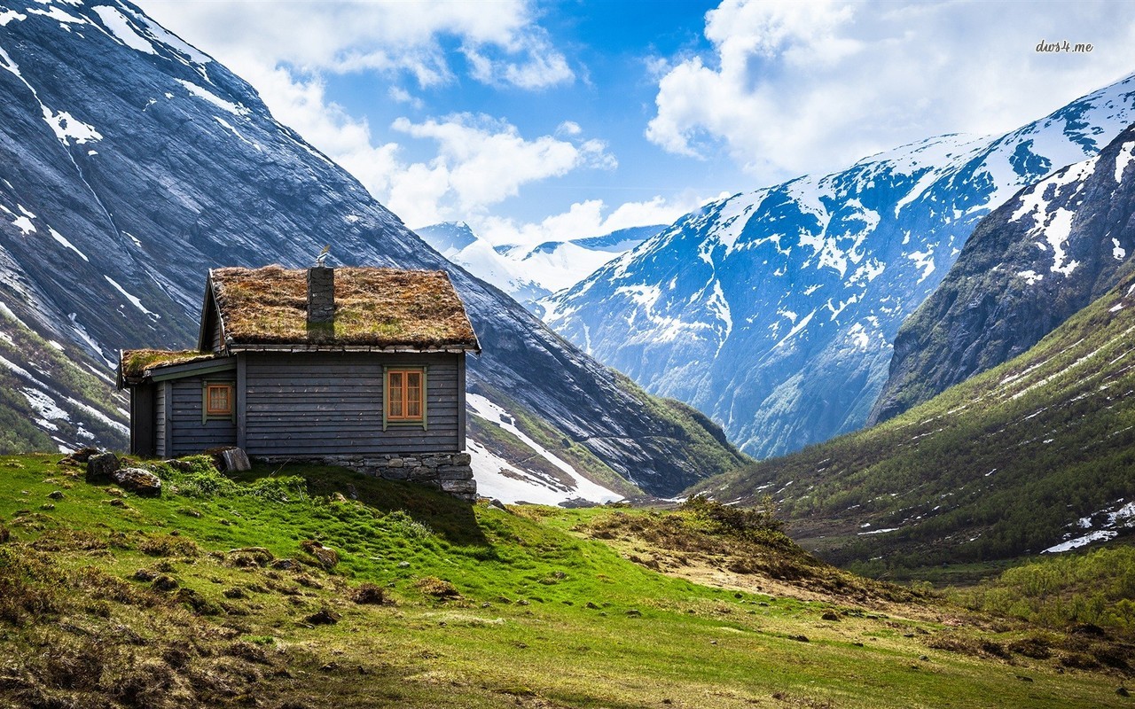 Mountain Cabin In Norway Wallpaper World