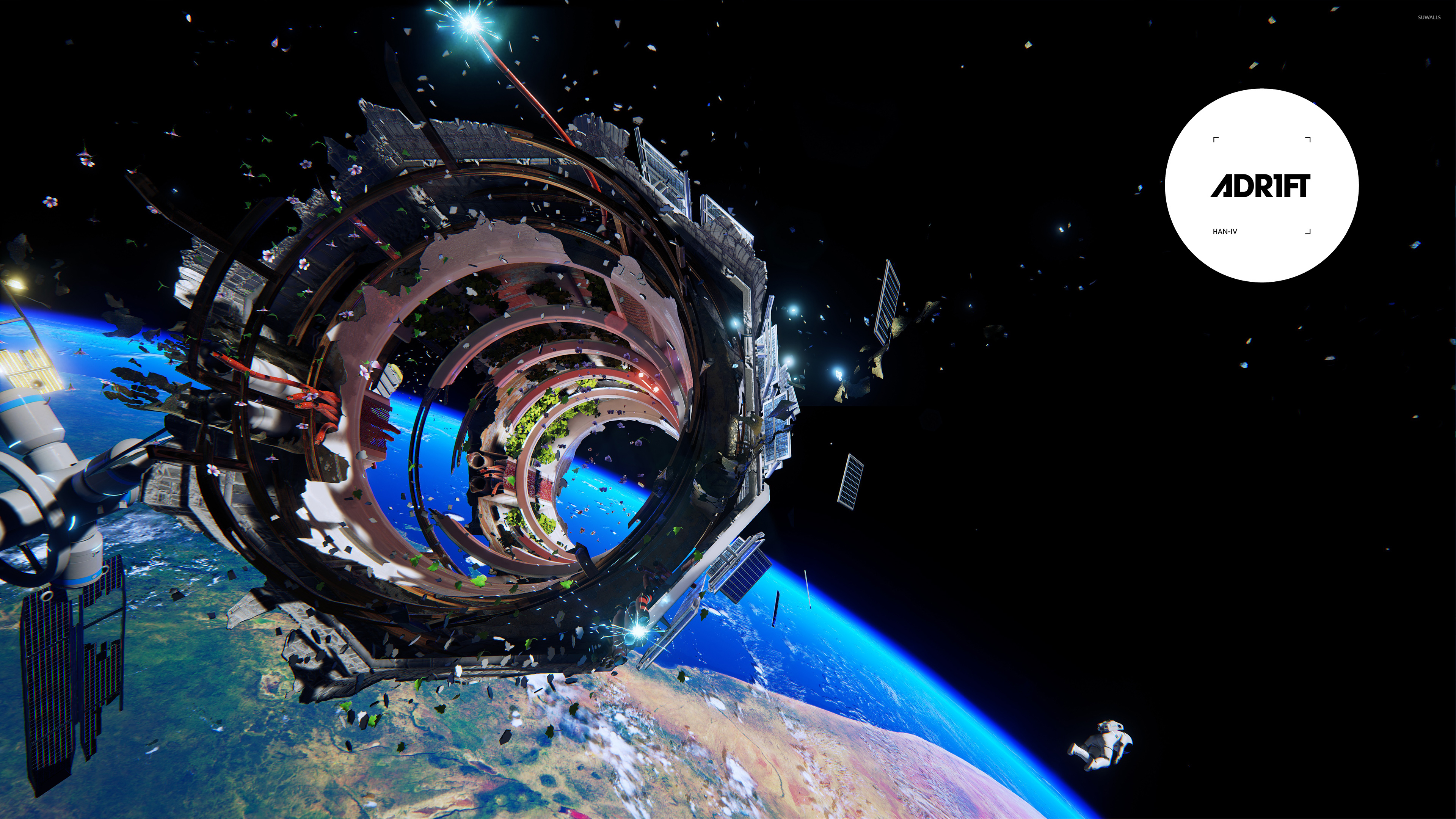Spaceship Werck In Adr1ft Wallpaper Game