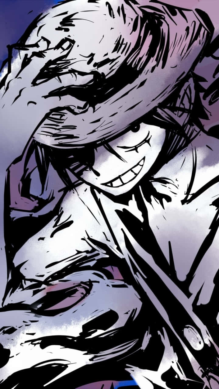 Luffy Black And White Wallpaper