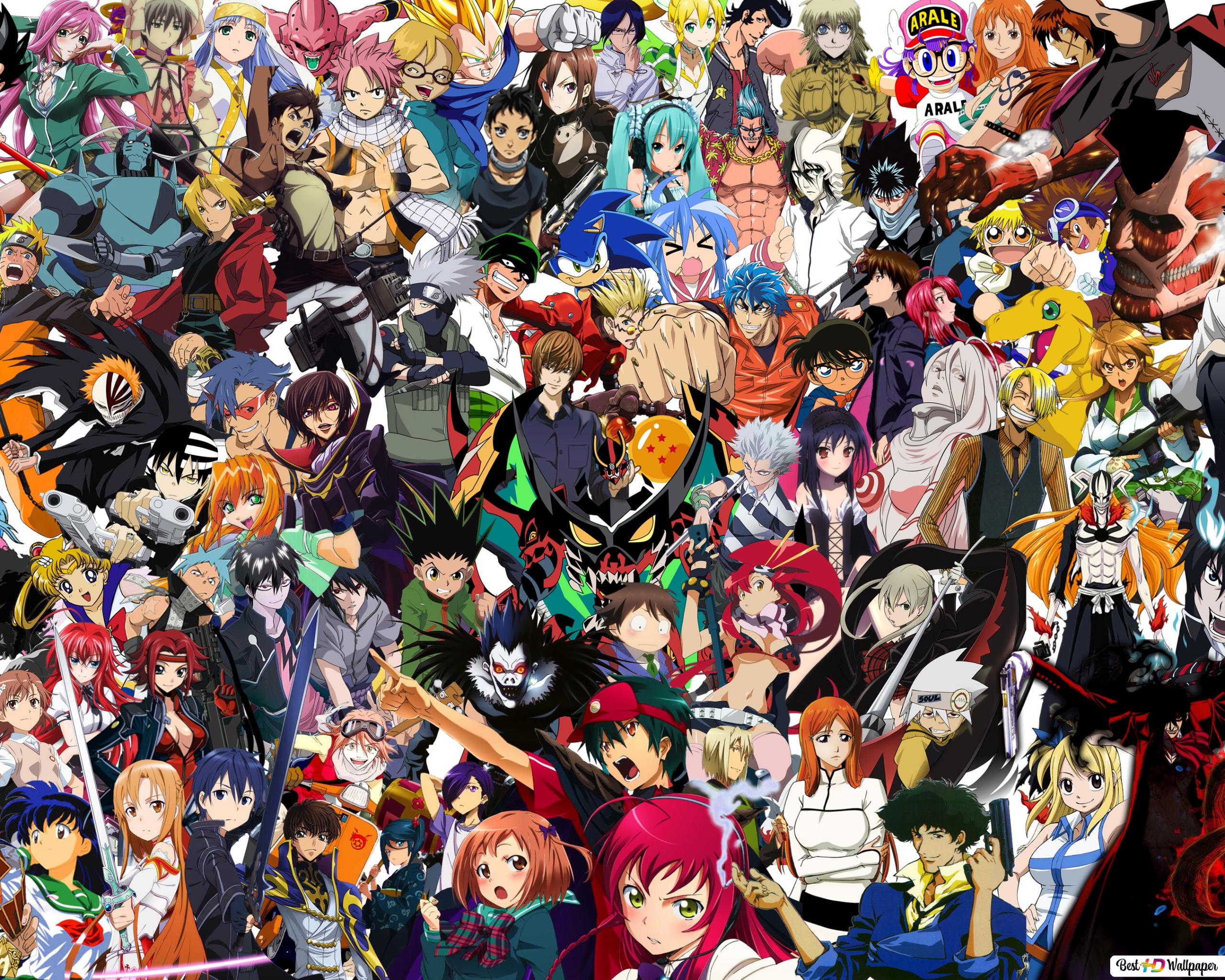 Anime Characters all in 24x14 inch wall Poster with Tracking Number