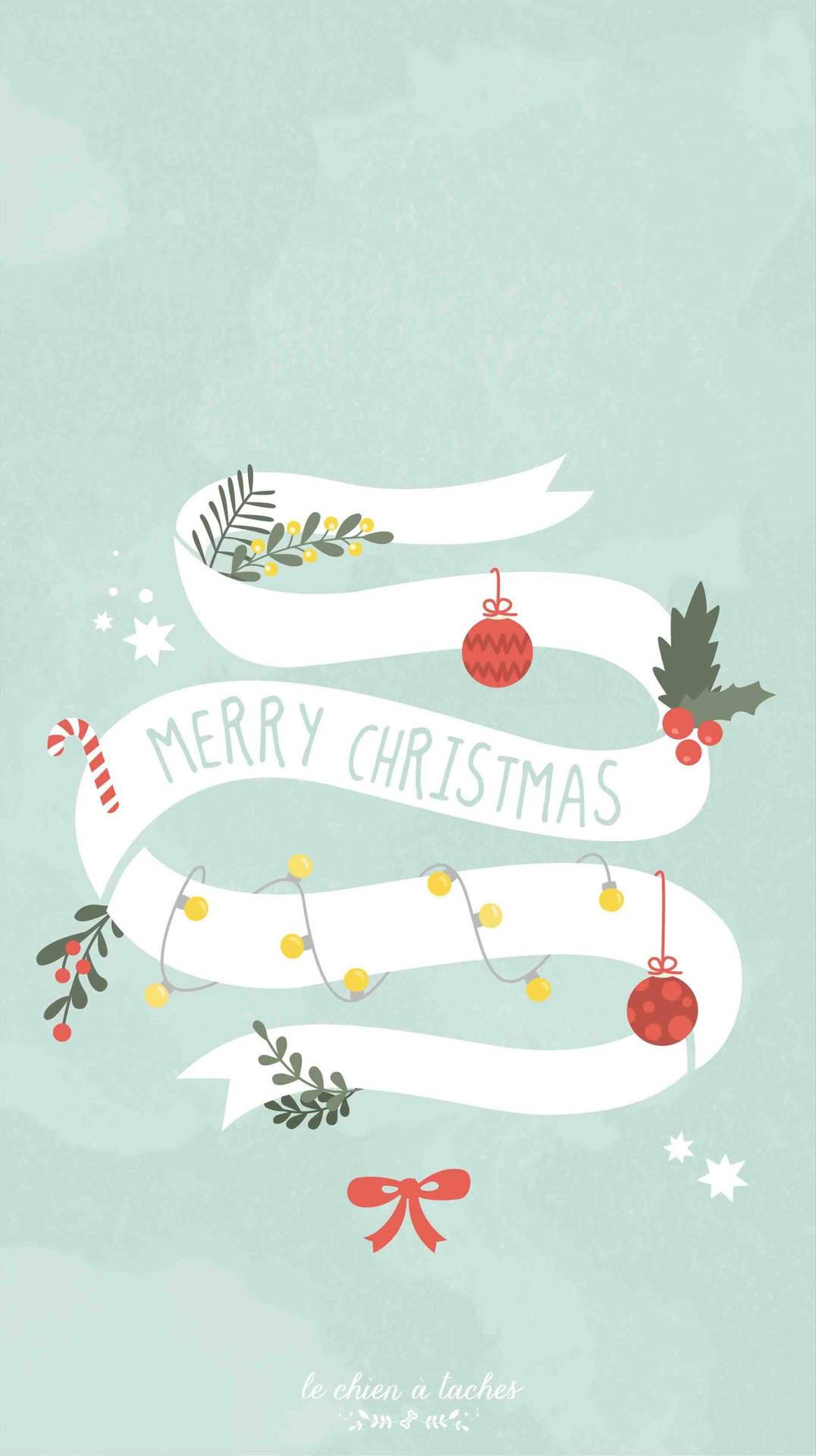 Delightful Christmas Ribbon Illustration For iPhone