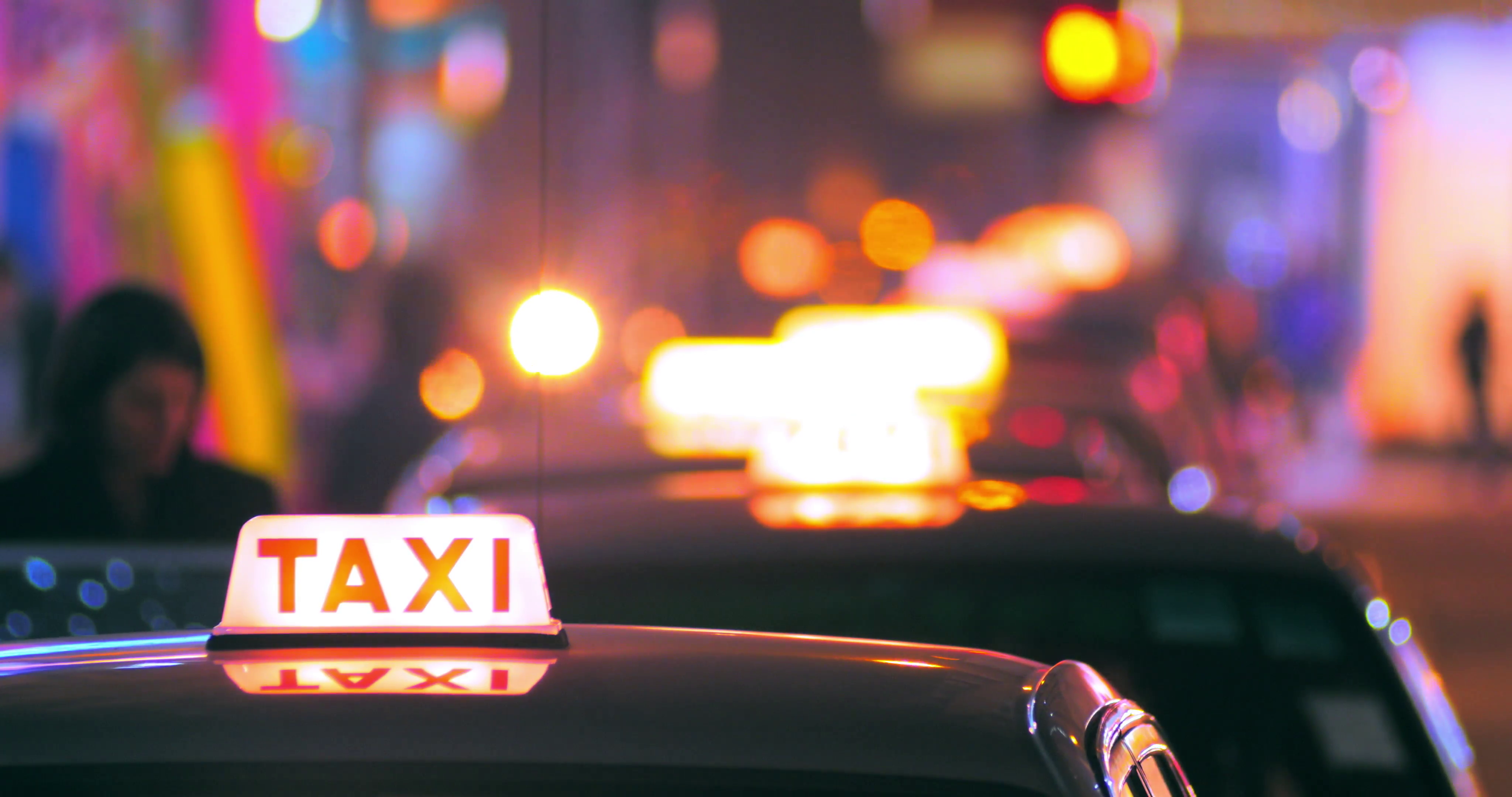 Blurred Background Of Passenger Entering Inside Taxi