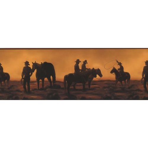 Cowboy Silhouette Wallpaper Border Roll Home
