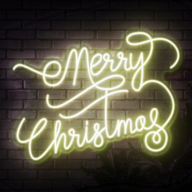 Merry Christmas Neon Sign Sketch Etch AU