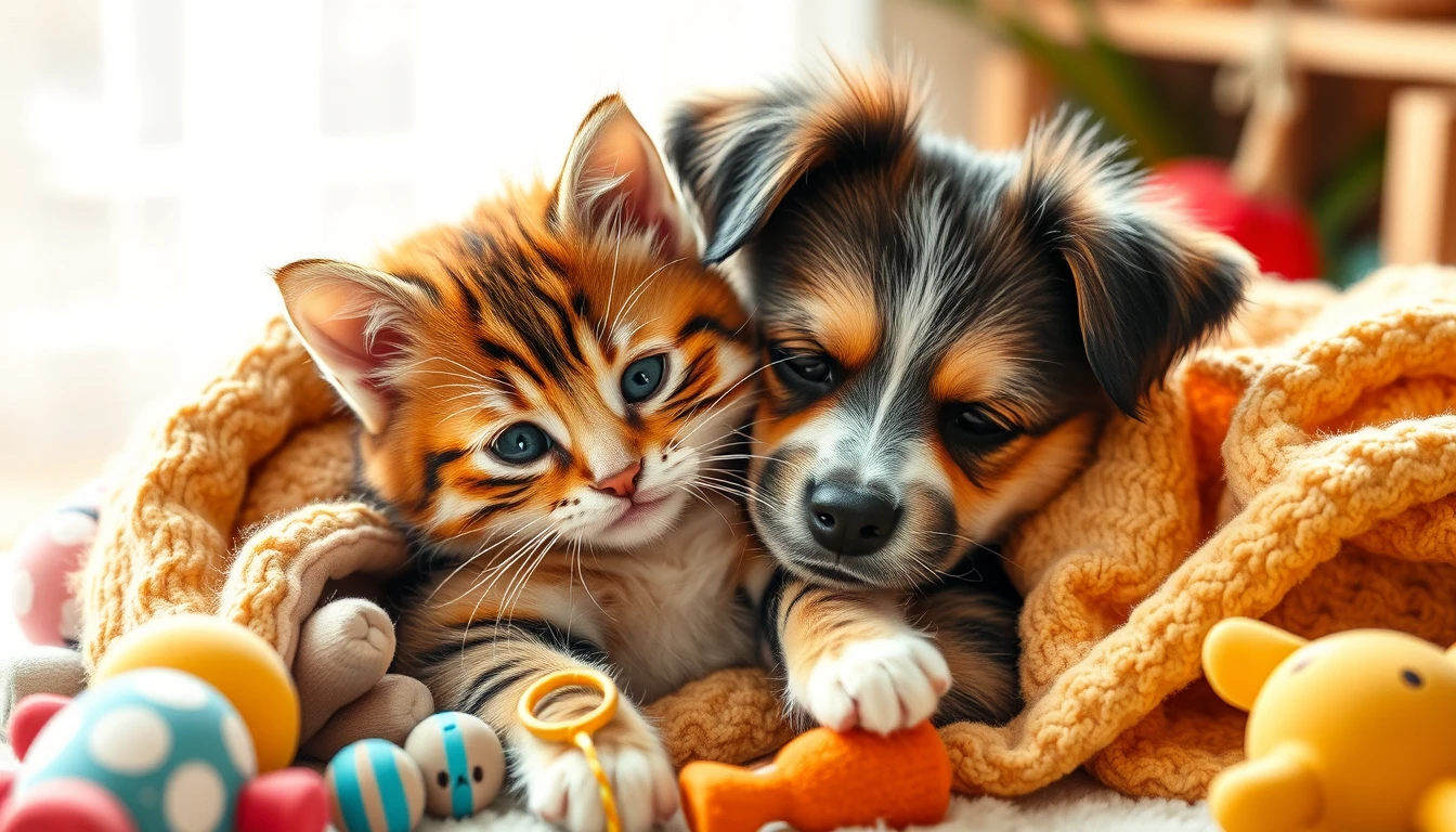 Adorable Cat And Dog Wallpaper