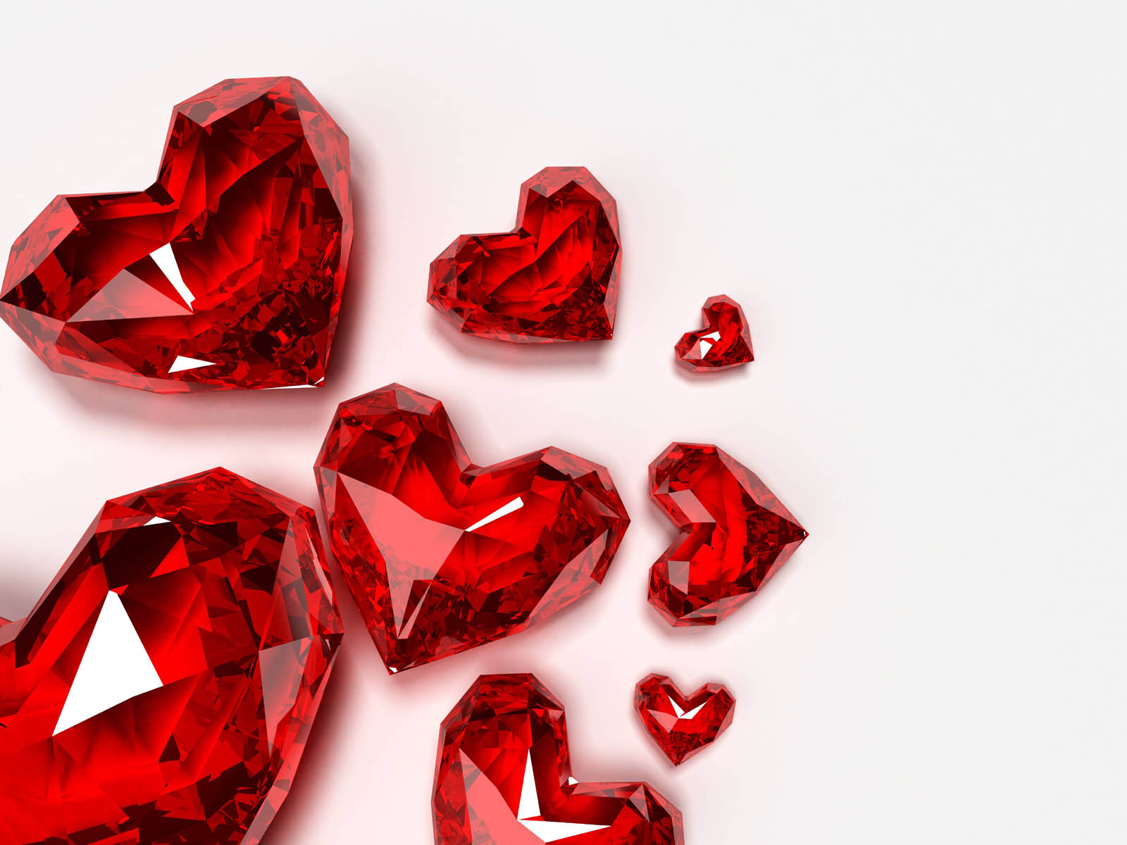 Wallpaper Crystal Red Hearts