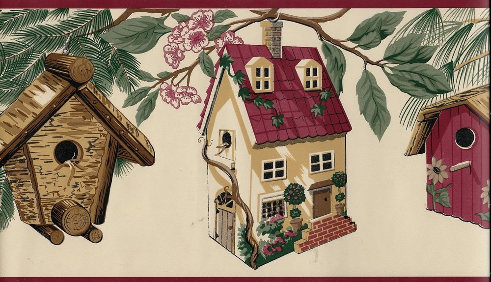 Free download Country Birdhouses Red Trim Wallpaper Border eBay