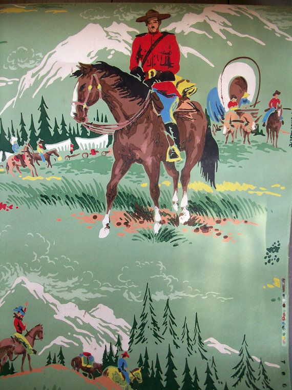 Vintage Wallpaper Canadian Mounted Fabulous By Catsinthecradlesoap
