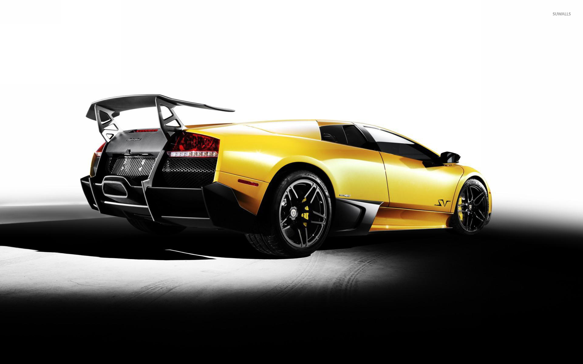 Back Side Of A Yellow Lamborghini Murcielago Wallpaper Car
