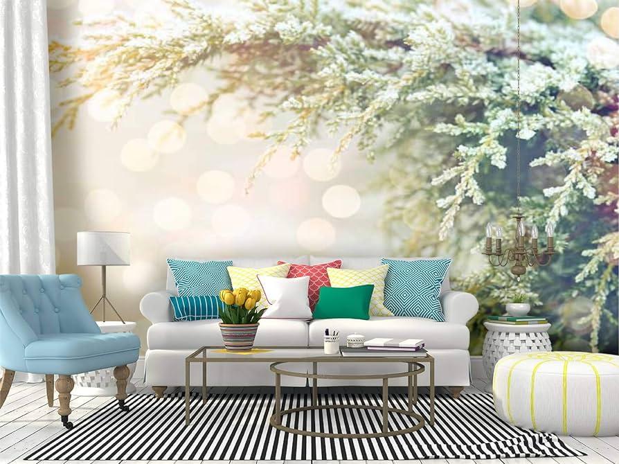 Amazon Wall Mural Winter Nature And Christmas Light Blue
