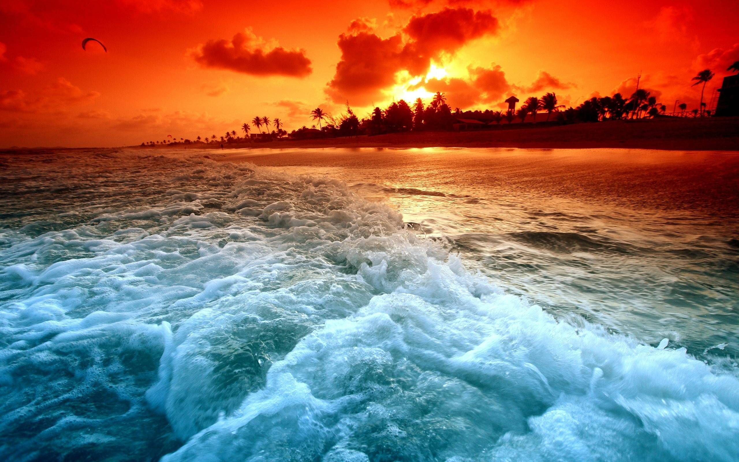 Ocean Sunset Wallpaper Waves
