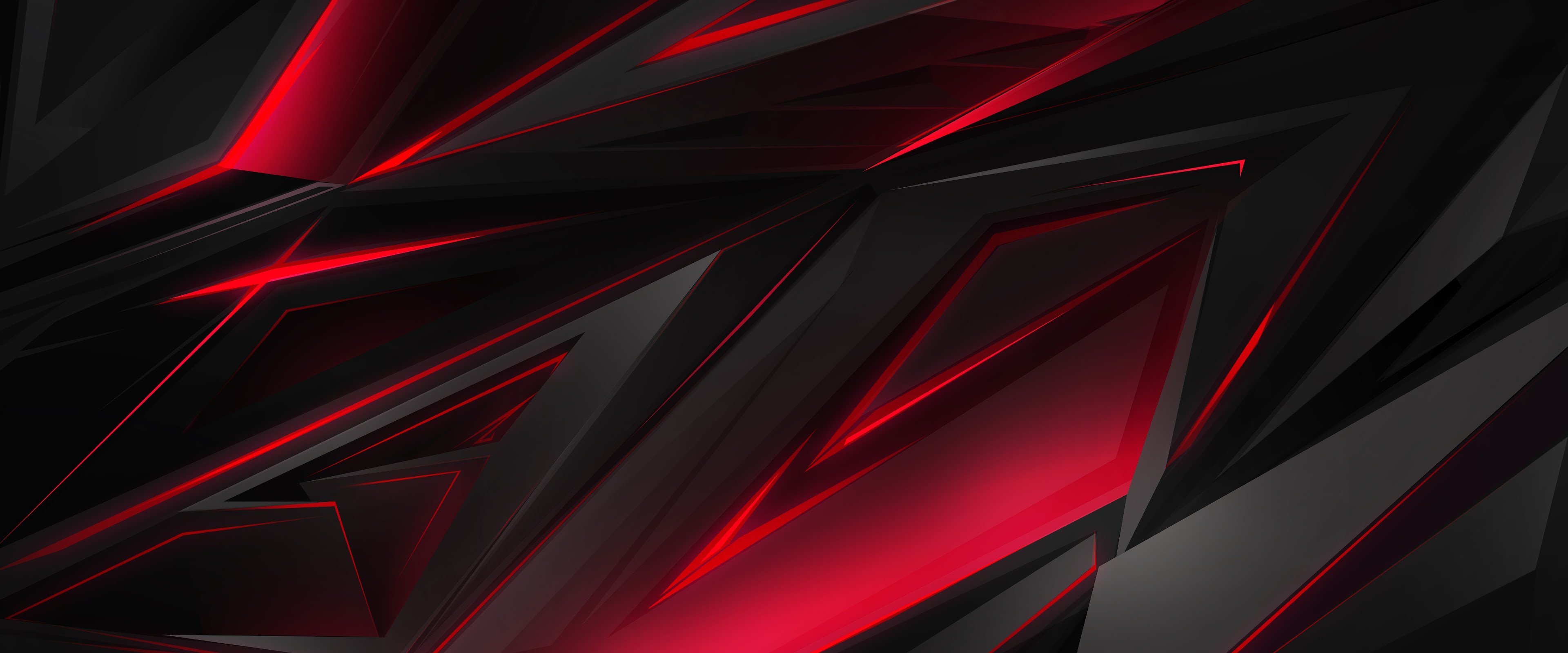 Black Red Abstract Polygon 3d 4k Gaming Wallpaper