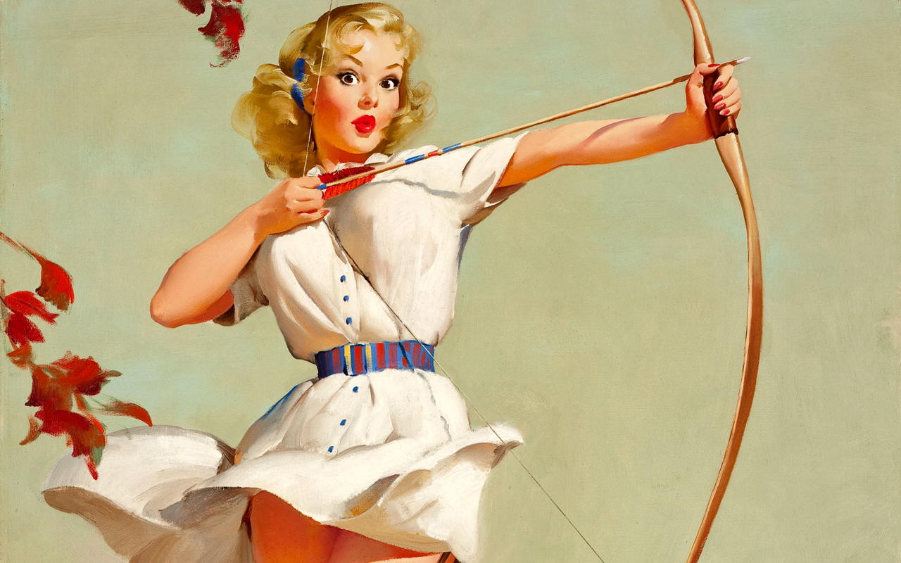 Gil Elvgren Bow And Arrow Vintage Pinup Wallpaper