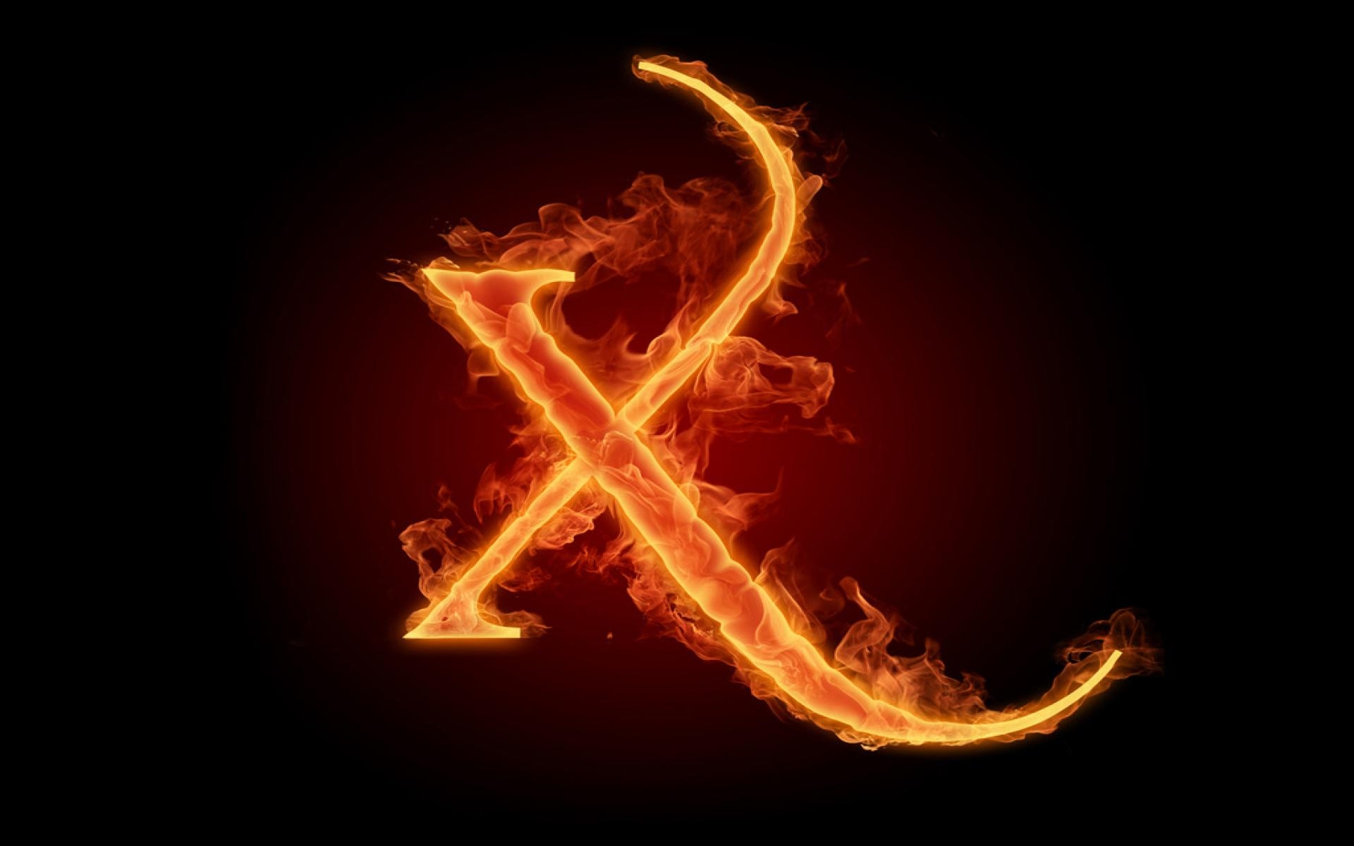 HD Burning Fire Letter X Desktop Background