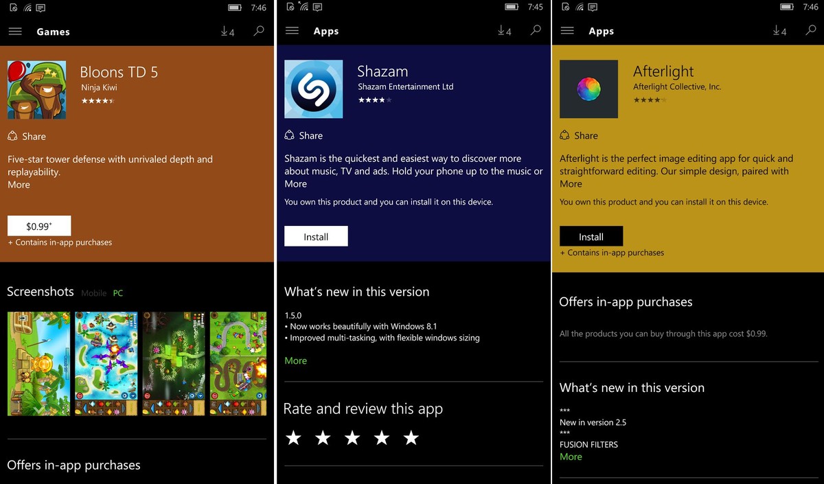 On The Windows Mobile Version Of Store