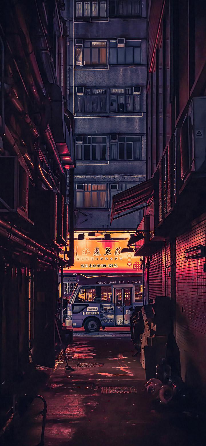 Chinese Neighborhood During A Dark Night 4k Phone Wallpaper