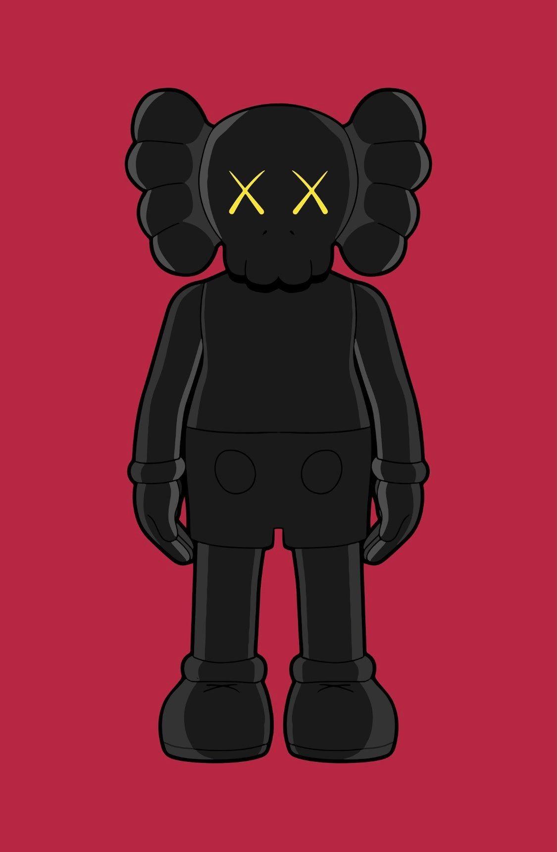 Kaws Red Panion Poster Limited Fire Wallpaper