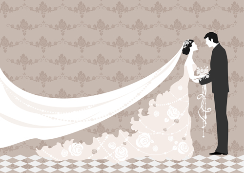 Romantic Wedding Elements Background Vector