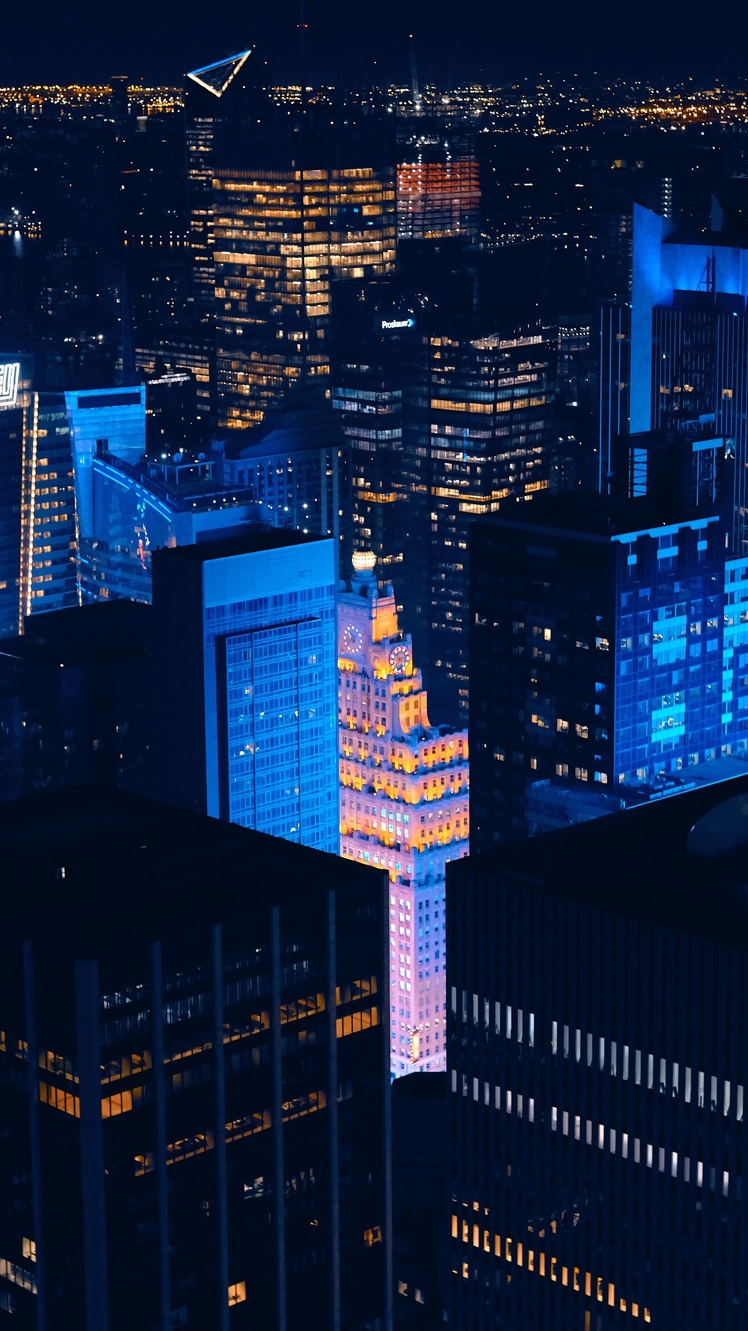 Wallpaper New York Skyscrapers Lights City Night Usa UHD