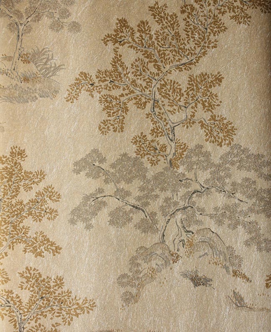 Pin Oriental Tree Wallpaper Silver Mica With Black And Gold On