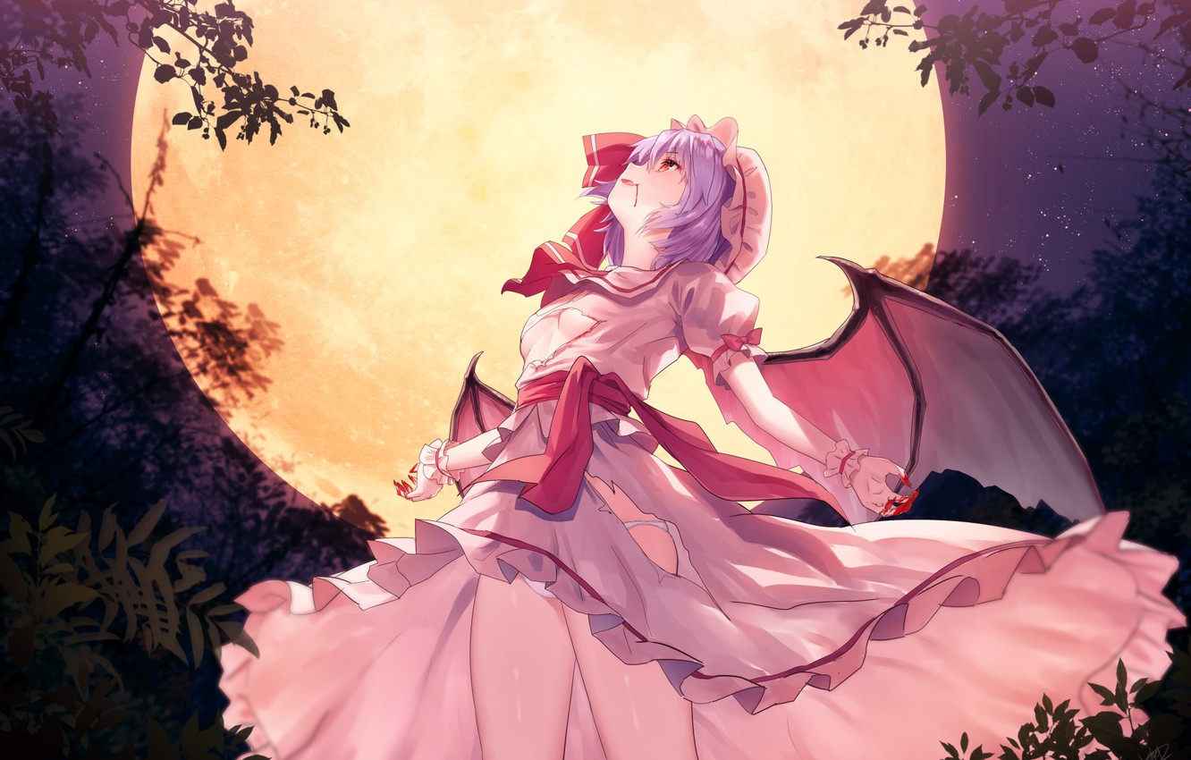 Wallpaper Girl Night The Moon Touhou Remilia Scarlet Image