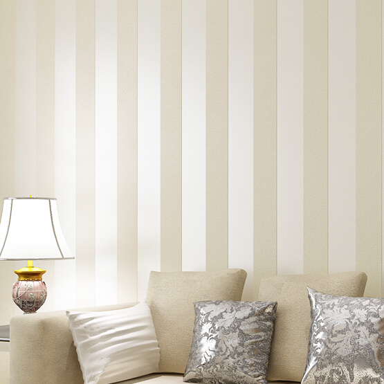 Stripe Circles Wallpaper Cream Beige brown Wide Band Stripe 555x555