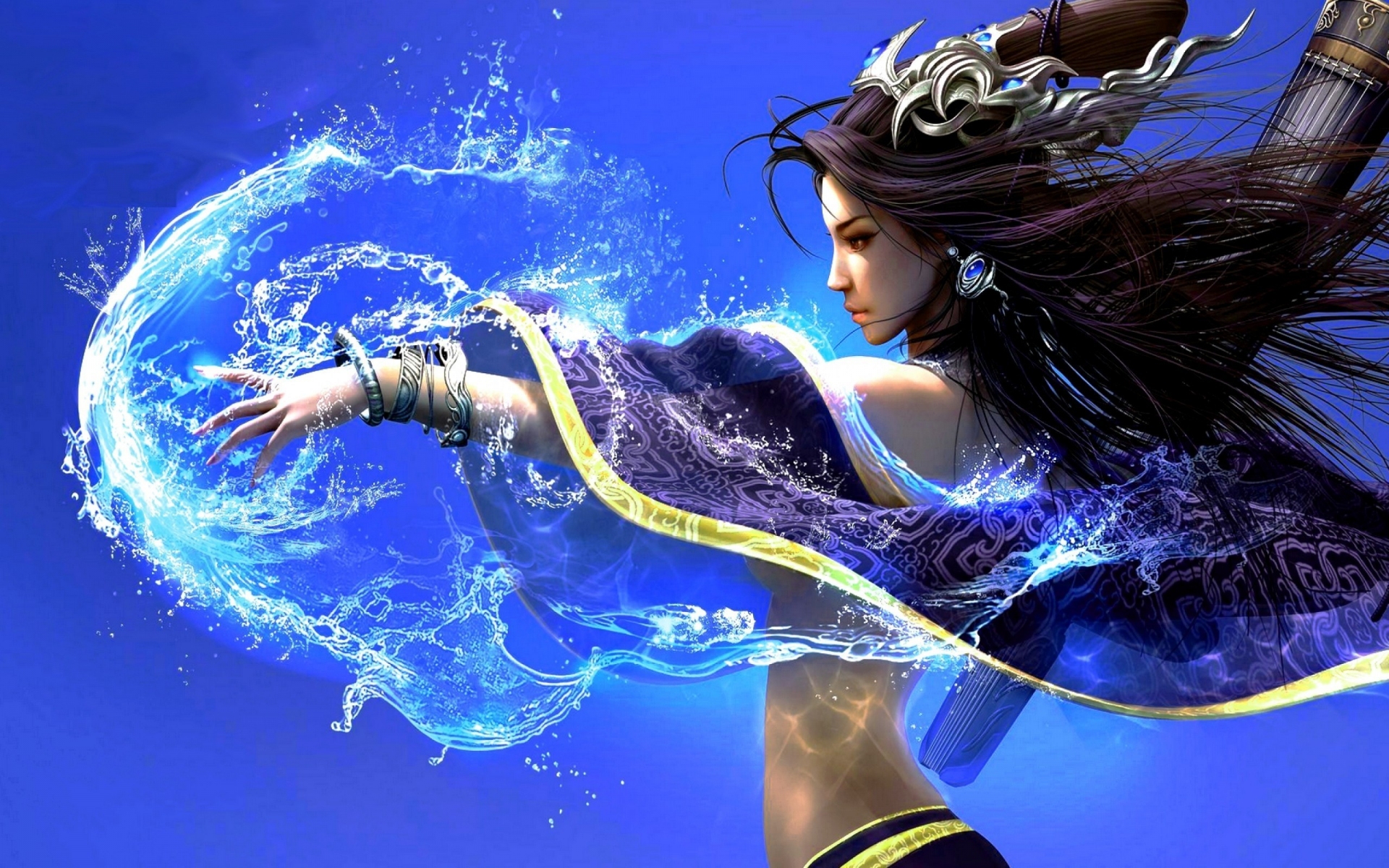 fantasy art asian oriental magic spell women females girls wallpaper