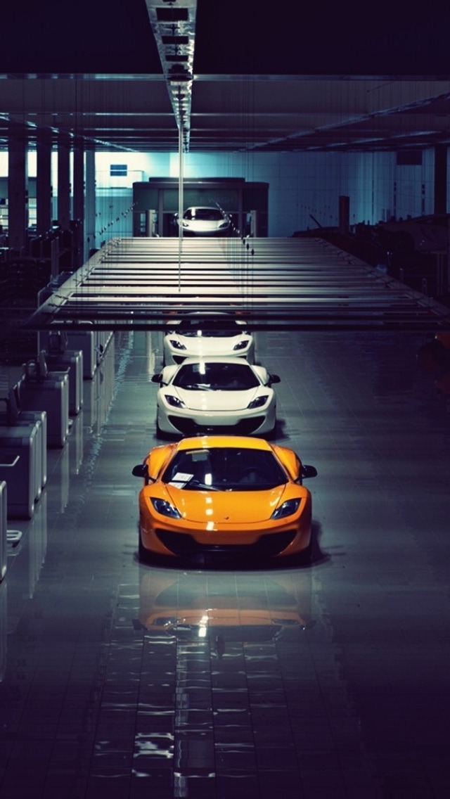 Racing Cars In The Garage Wallpaper iPhone