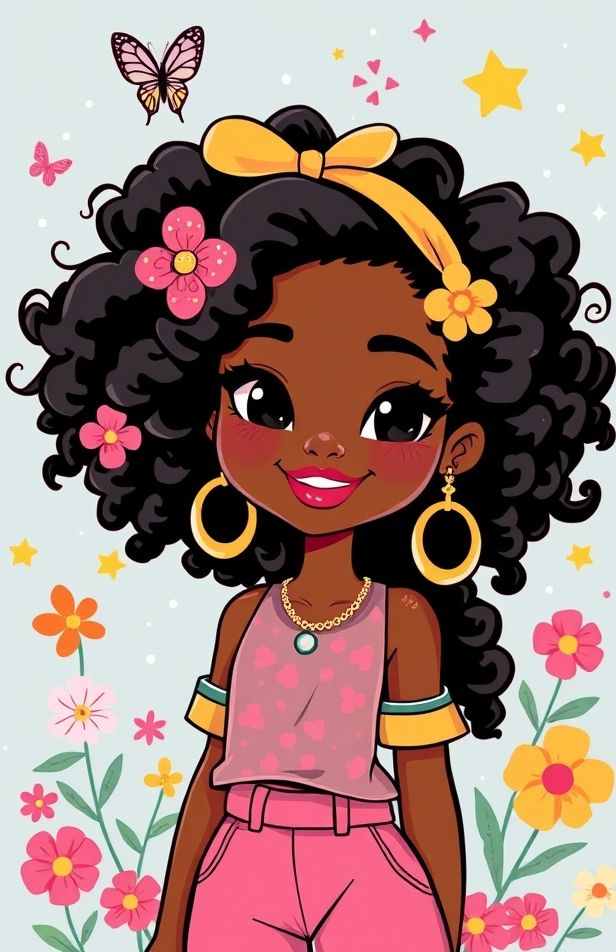 Pretty Black Girl Cartoon Wallpaper