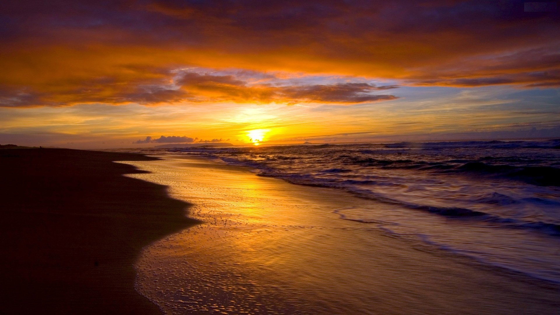 Awesome Sunset At Beach HD Widescreen Desktop Background
