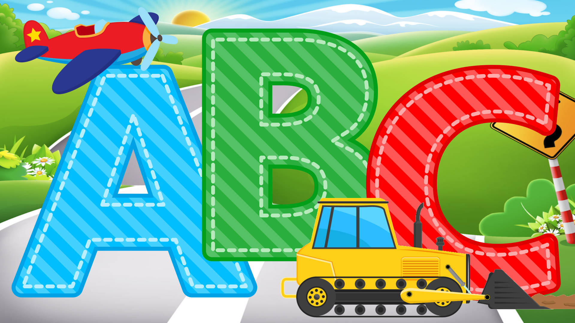 Abc Letters With Plane And Backhoe Zqpcfhwbpltpk54v Wallpaper