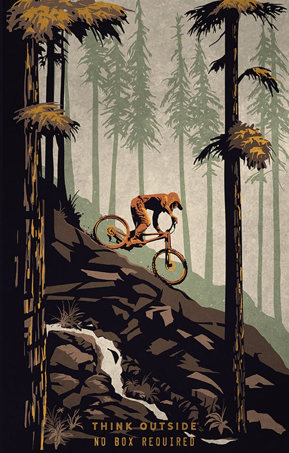 Retro Grunge Mountain Bike Art Poster