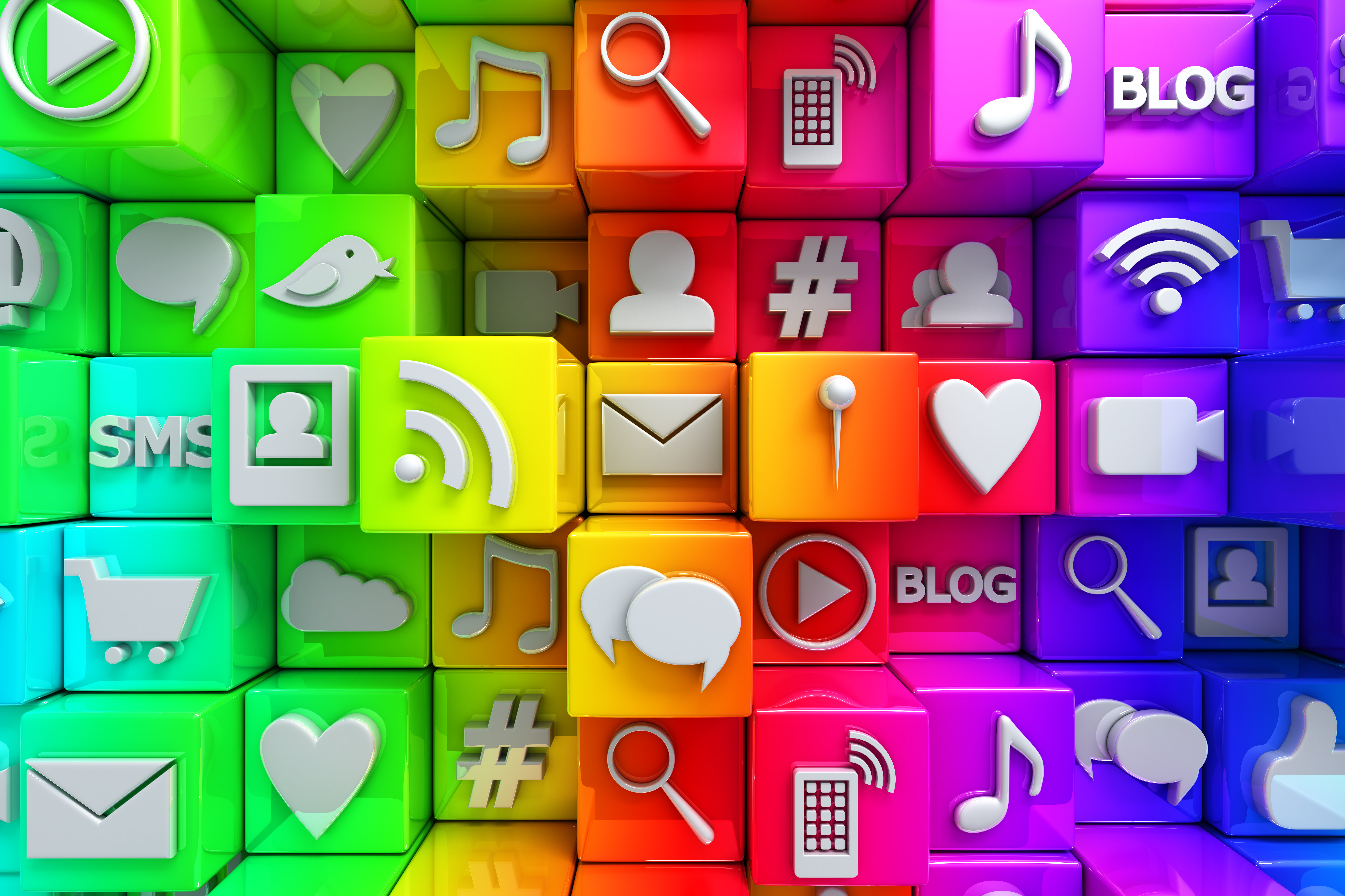 Colorful 3d Social Media Wallpaper Widescreen HD