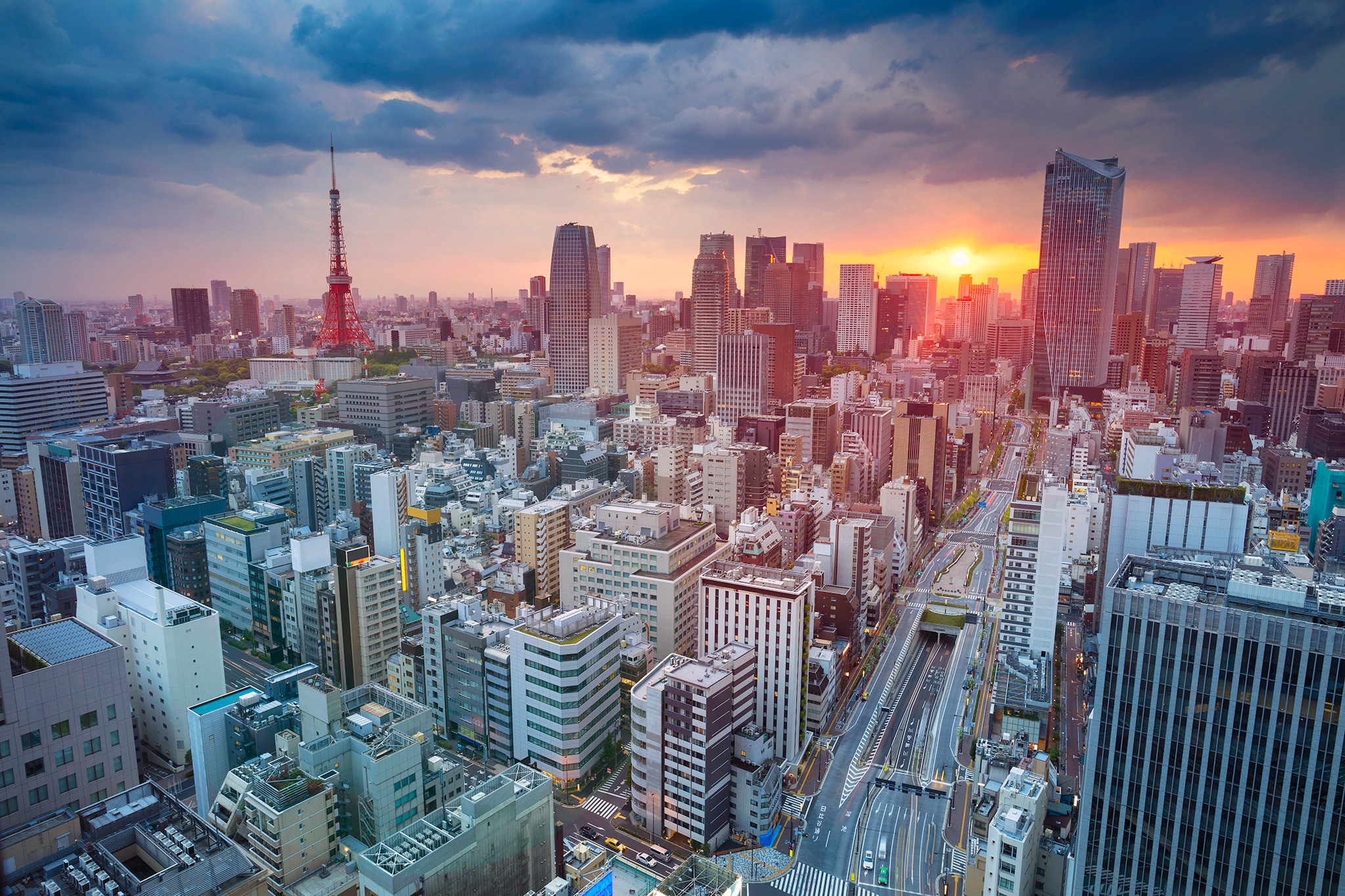 Tokyo Skycrapper Building Sunset Cityscape Wallpaper HD World 4k Image