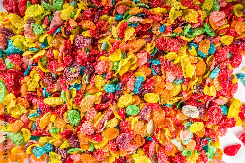 Colorful Fruit Cereal Flakes Multicolored Breakfast Corn