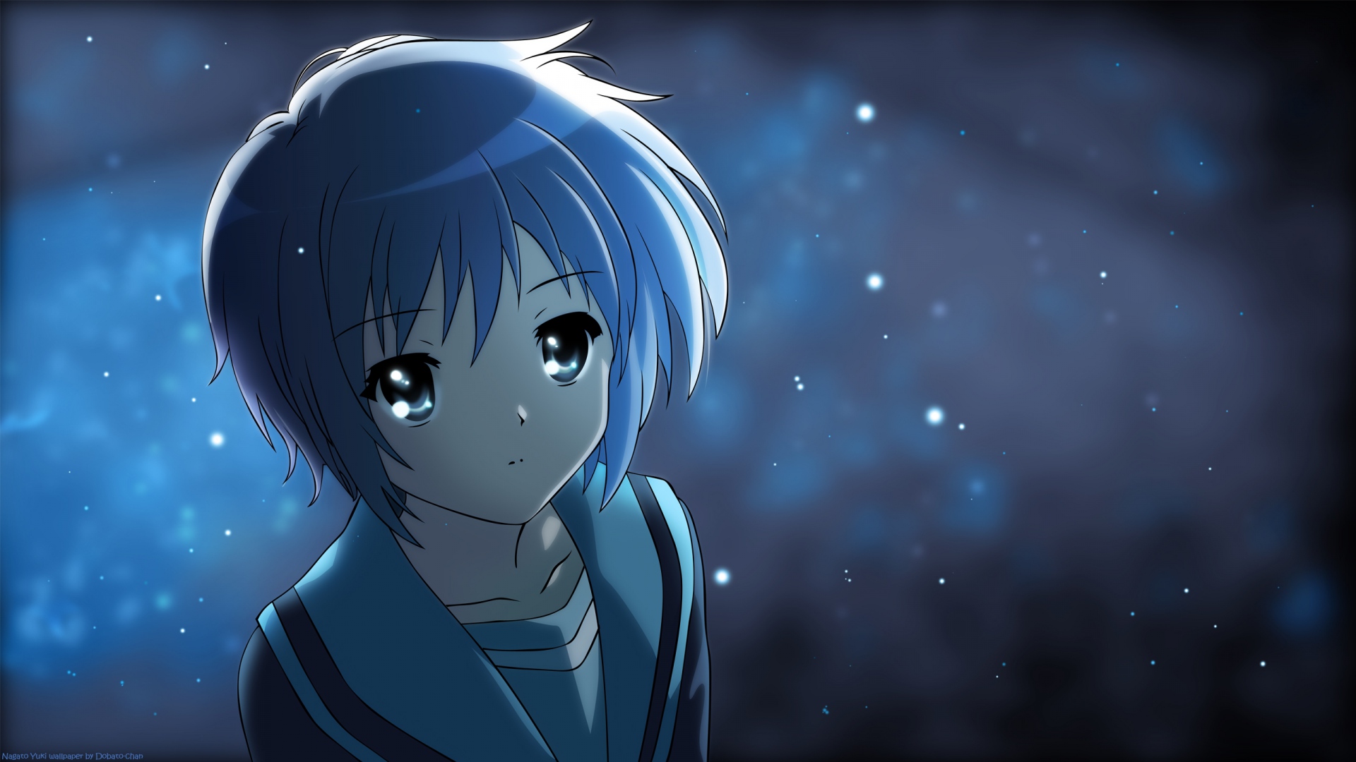 Wallpaper Anime Girl Cute Lights Night Full HD