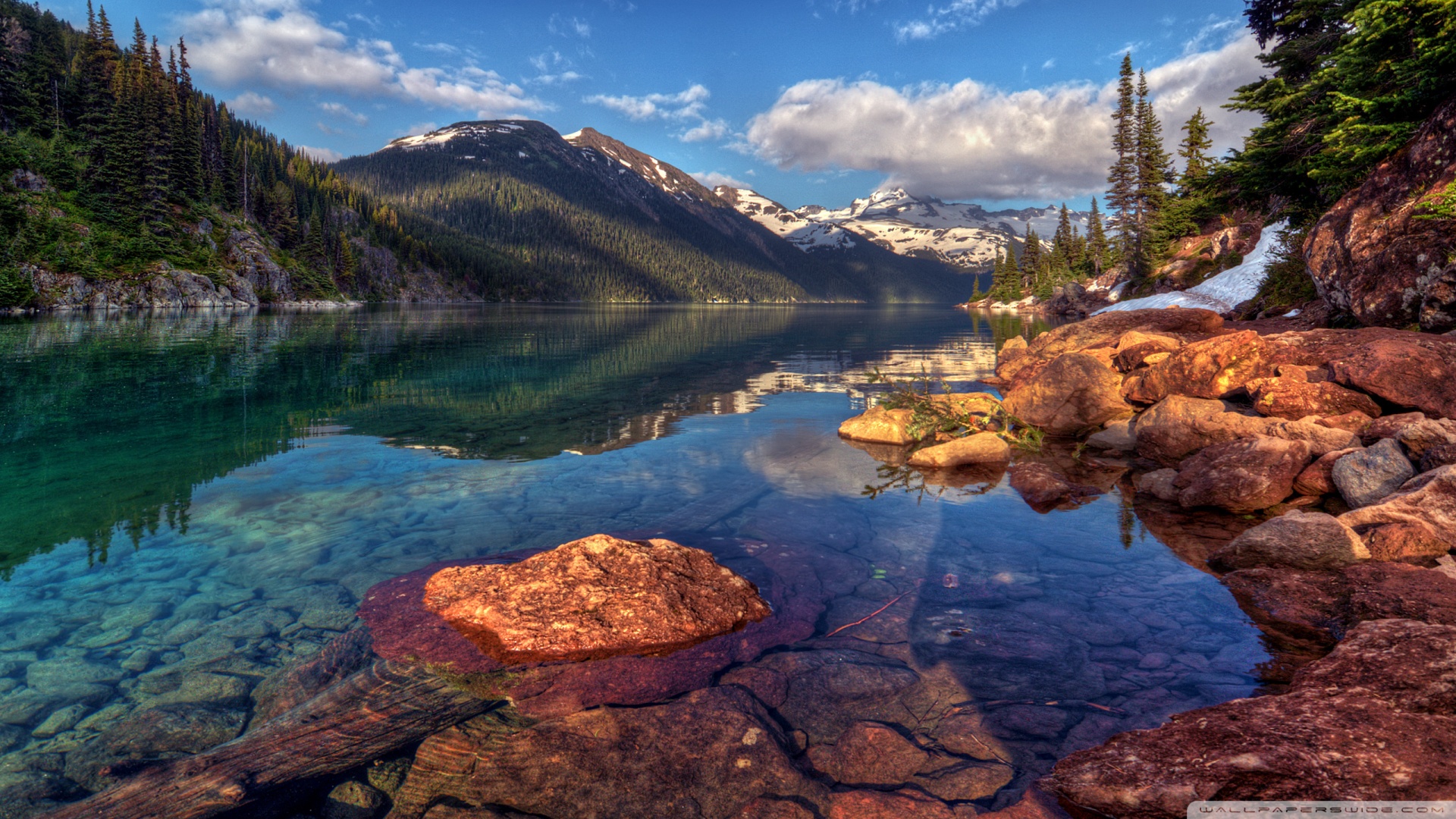 Mountain Lake With Clear Water Wallpaper