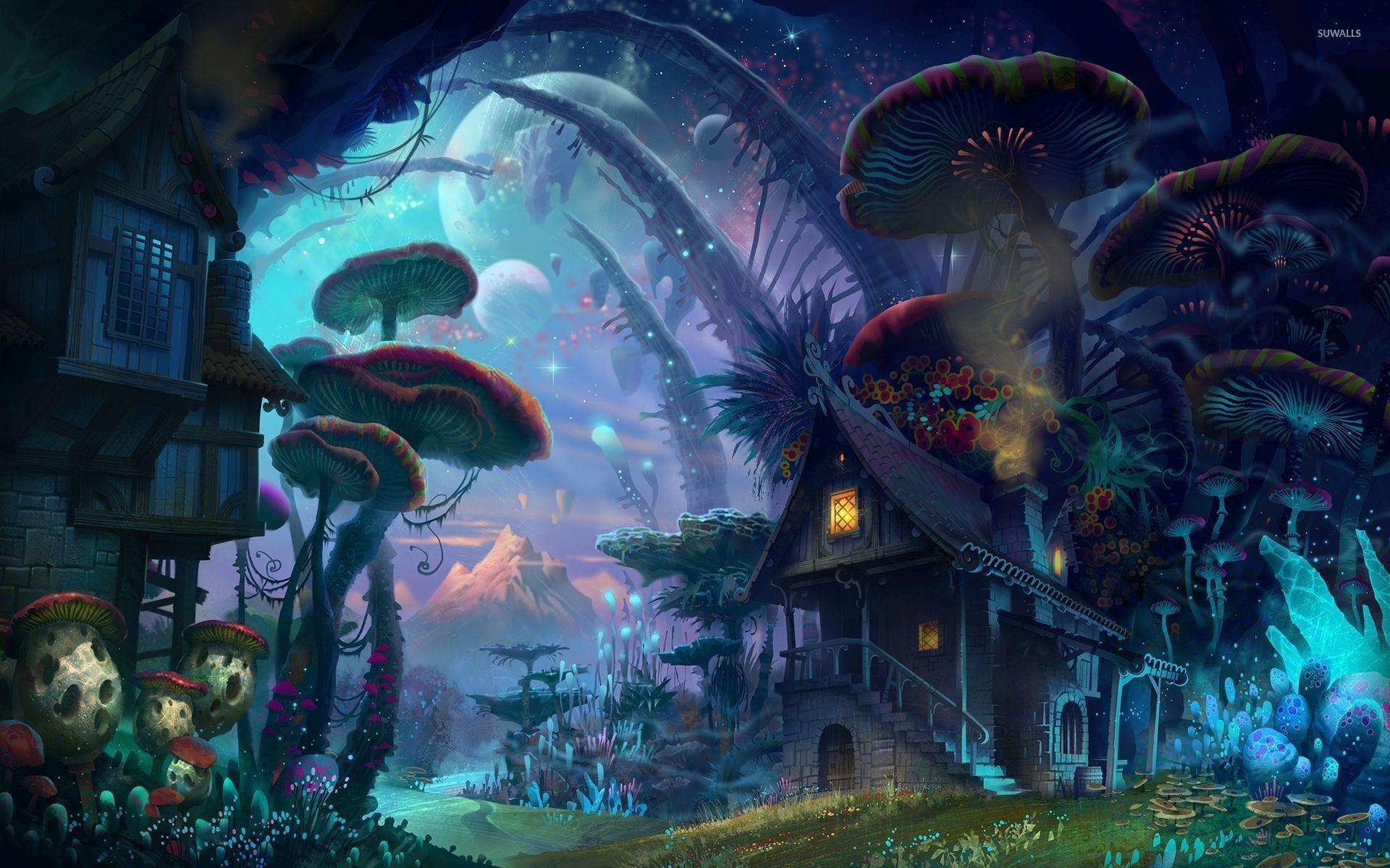 Magic Mushrooms Mushroom Psychedelic Fantasy Art Trippy
