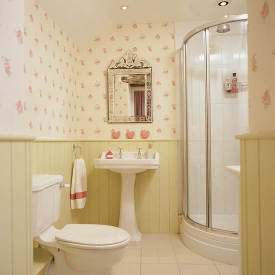 Wallpaper With Tongue And Groove Panelling Bathroom