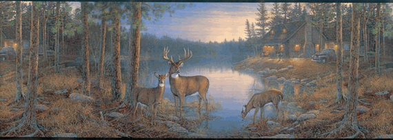Deer Cabin Wallpaper Border